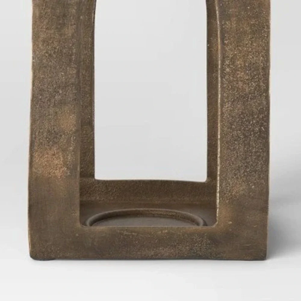 13x7.5 Pillar Cast Aluminum Lantern Candle Holder Gold  - Threshold, Target